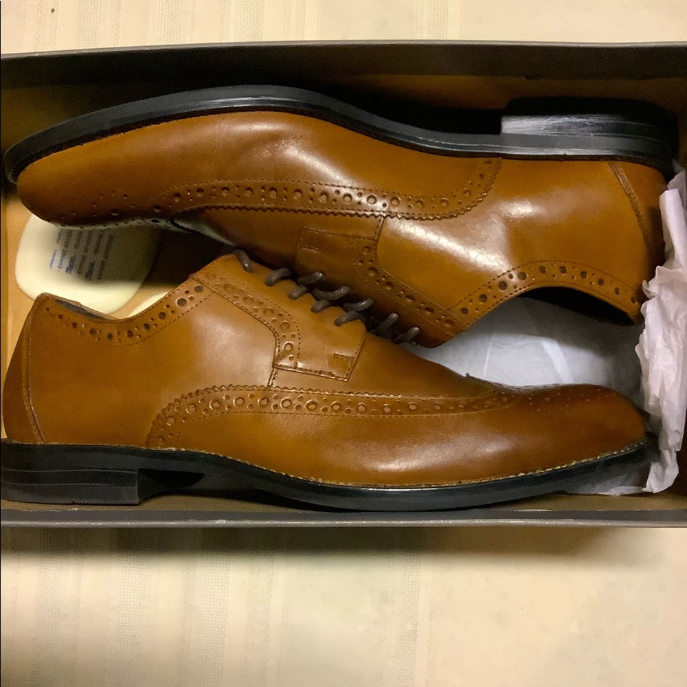 Stacy Adams Harrison 24916 Cognac Wingtip Oxford Dress Shoes Men’s Size 7 M